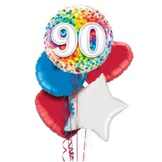 Happy 90th Birthday Rainbow Confetti Balloon Bouquet